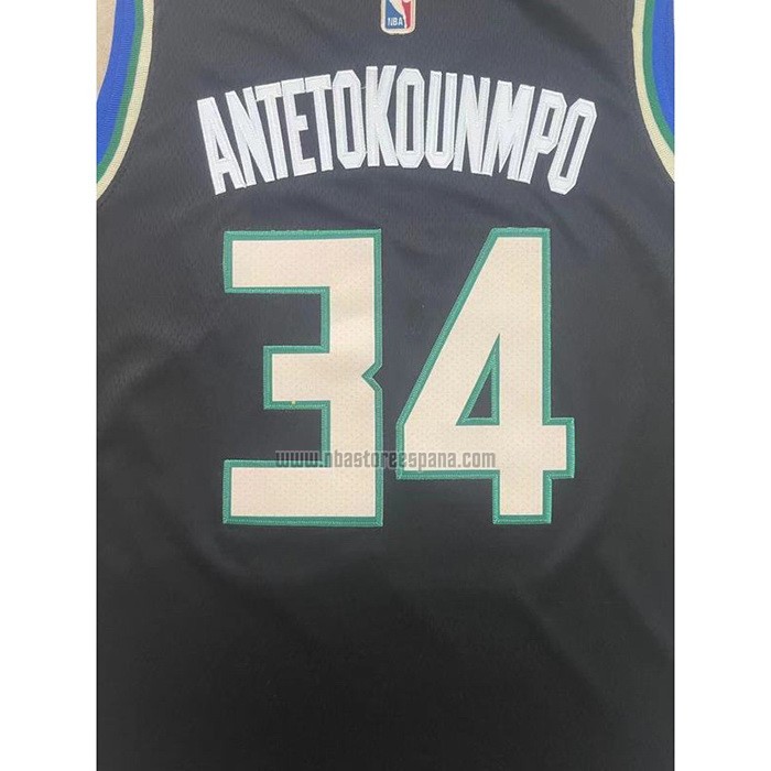Camiseta Milwaukee Bucks Giannis Antetokounmpo NO 34 Statement 2022-23 Negro